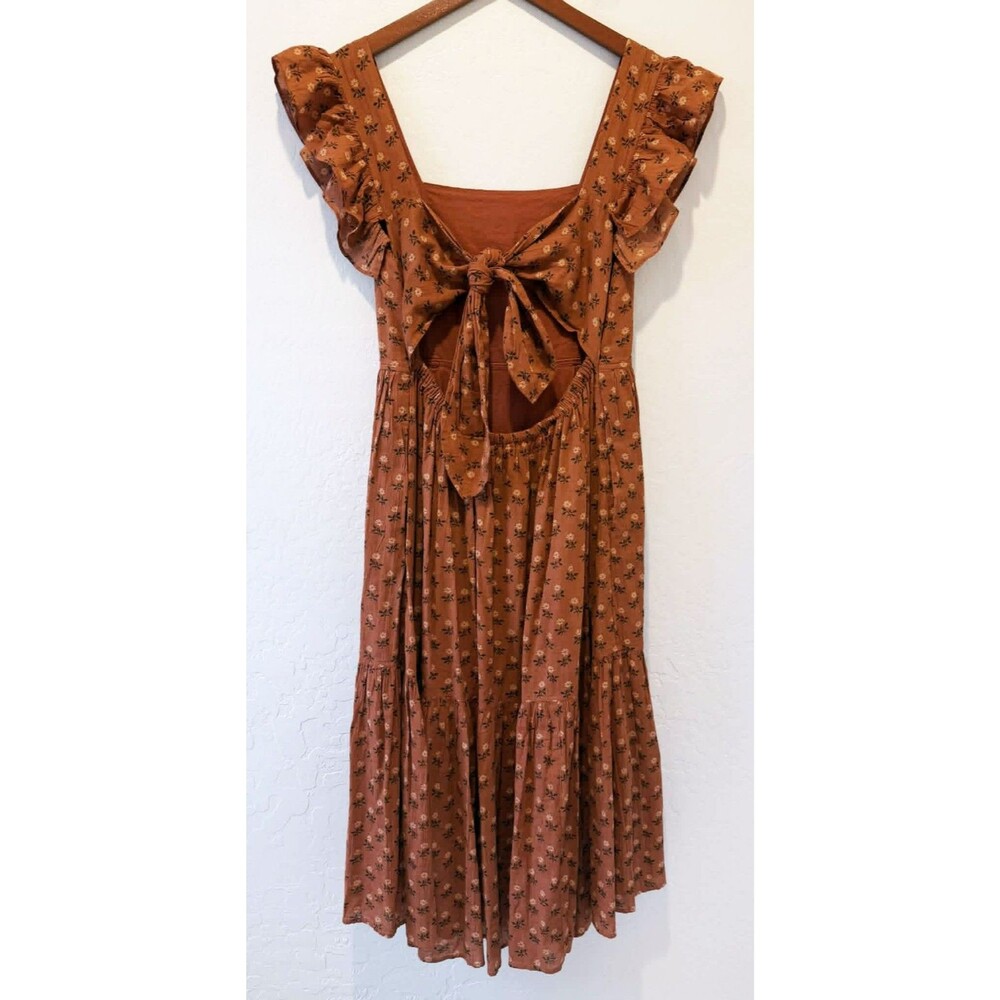 Madewell Ruffle Tiered Midi Dress Medium Floral Summer Cottagecore Festival Boho - Picture 4 of 8